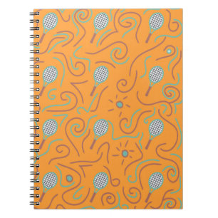 Lebhaftes Orange Tennis Pattern Notizblock