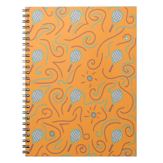 Lebhaftes Orange Tennis Pattern Notizblock (Vorderseite)