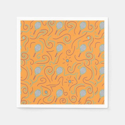 Lebhaftes Orange Tennis Pattern Serviette (Vorderseite)