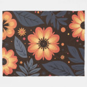 Lebhaftes orangefarbenes Muster auf dunklem Hinter Fleecedecke (Vorderseite (Horizontal))