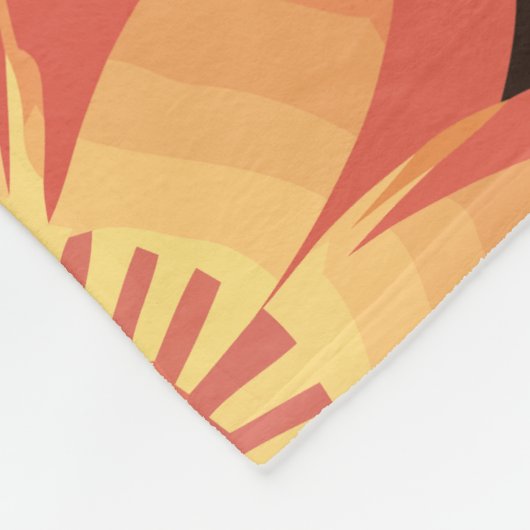 Lebhaftes orangefarbenes Muster auf dunklem Hinter Fleecedecke (Ecke)