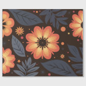 Lebhaftes orangefarbenes Muster auf dunklem Hinter Geschenkpapier (Flach)