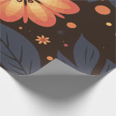 Lebhaftes orangefarbenes Muster auf dunklem Hinter Geschenkpapier (Ecke)