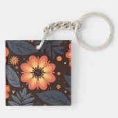 Lebhaftes orangefarbenes Muster auf dunklem Hinter Schlüsselanhänger (Rückseite)