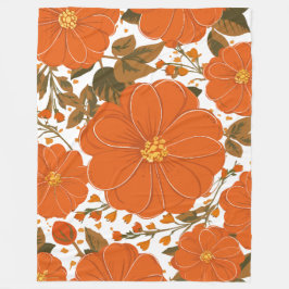 Lebhaftes orangefarbenes Muster mit Blätter Fleecedecke