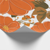 Lebhaftes orangefarbenes Muster mit Blätter Geschenkpapier (Ecke)
