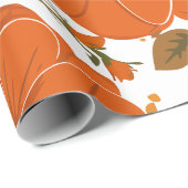 Lebhaftes orangefarbenes Muster mit Blätter Geschenkpapier (Rolleneckpunkt)