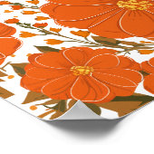 Lebhaftes orangefarbenes Muster mit Blätter Poster (Ecke)