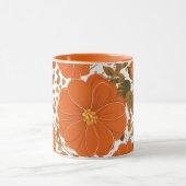 Lebhaftes orangefarbenes Muster mit Blätter Tasse (Zentrum)