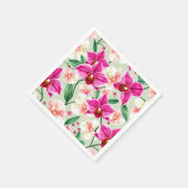Lebhaftes Orchid Watercolor Muster in Magenta Serviette (Ecke)