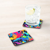Lebhaftes Paint-Party-Design Getränkeuntersetzer (Rechte Seite)