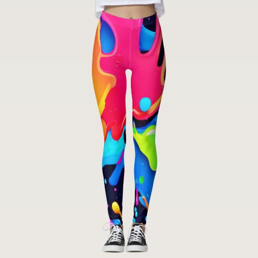 Lebhaftes Paint-Party-Design Leggings (Vorderseite)