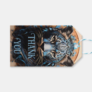 Lebhaftes Panther-Portrait mit floralen Motiven Geschenkanhänger