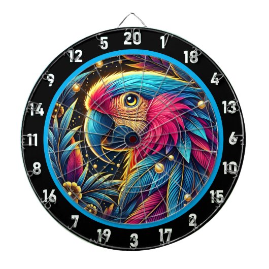 Lebhaftes Parrot Dartboard für Spielzimmer blau Dartscheibe (vorne)