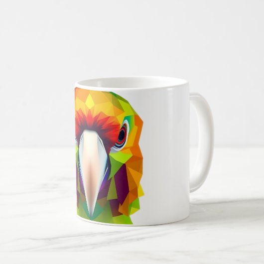 Lebhaftes Parrot Head Design auf weißem T-Shirt Kaffeetasse (VorderseiteRechts)