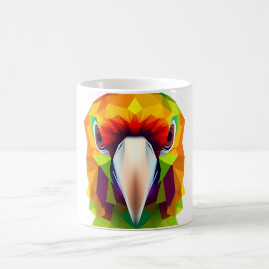 Lebhaftes Parrot Head Design auf weißem T-Shirt Kaffeetasse (Mittel)