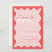 Lebhaftes Party bis zum 40. Geburtstag Einladung (Vorderseite)