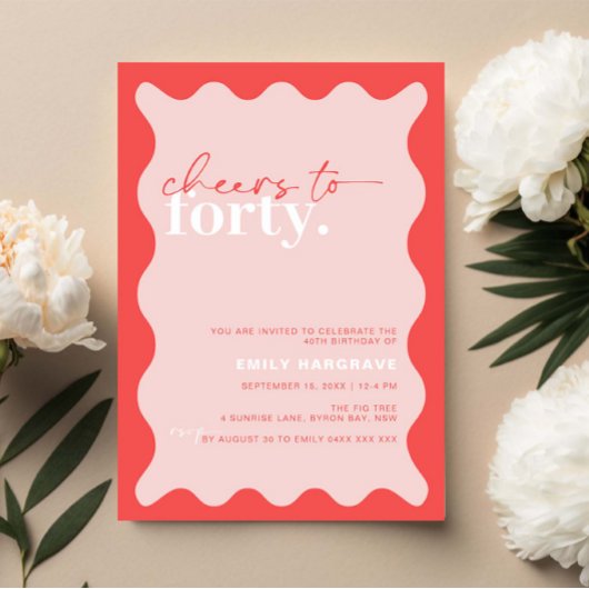 Lebhaftes Party bis zum 40. Geburtstag Einladung