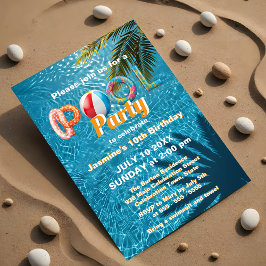 Lebhaftes Party für Sommerspass mit tropischem Poo Einladung