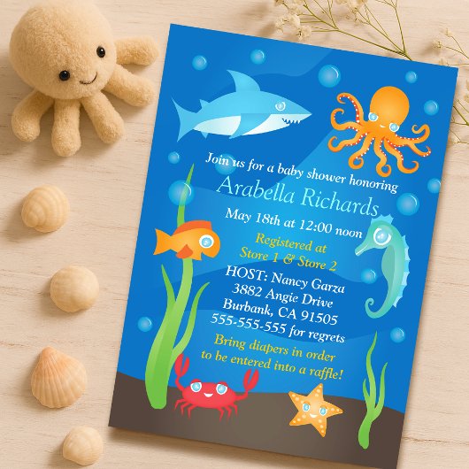 Lebhaftes Party unter dem Sea Baby Shower Einladung