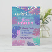 Lebhaftes pastellfarbenes exotisches tropisches So Einladung (Stehend Vorderseite)