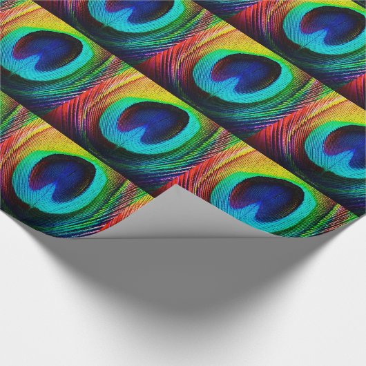 Lebhaftes Peacock Feather Geschenkpapier (Ecke)
