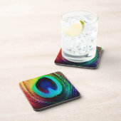 Lebhaftes Peacock Feather Getränkeuntersetzer (Rechte Seite)