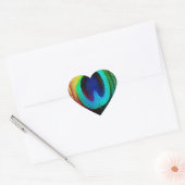 Lebhaftes Peacock Feather Herz-Aufkleber (Umschlag)