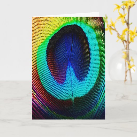 Lebhaftes Peacock Feather Karte (Gelbe Blume)