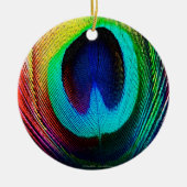 Lebhaftes Peacock Feather Keramikornament (Vorne)