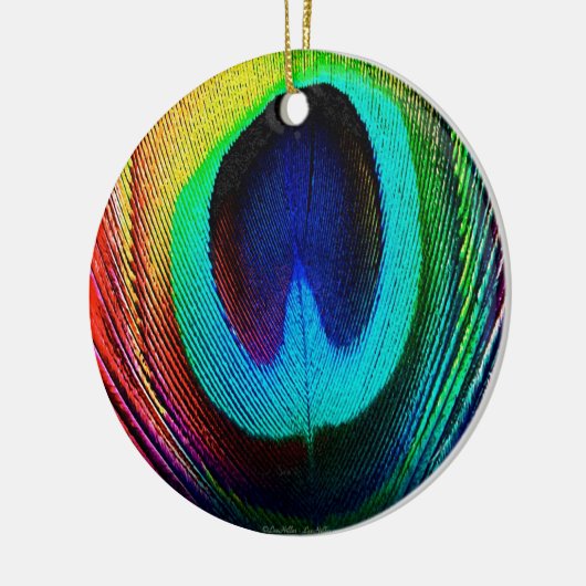 Lebhaftes Peacock Feather Keramikornament (Links)