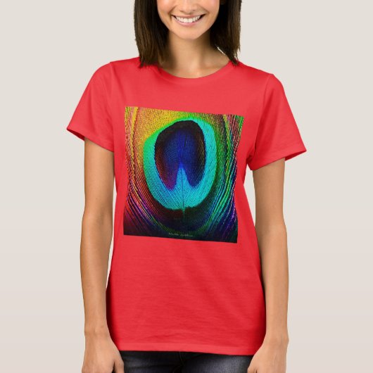 Lebhaftes Peacock Feather T-Shirt (Vorderseite)