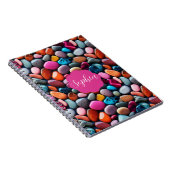 Lebhaftes Pebbles Pink Spiral Foto Notebook Notizblock (Rechte Seite)