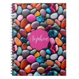 Lebhaftes Pebbles Pink Spiral Foto Notebook Notizblock