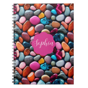 Lebhaftes Pebbles Pink Spiral Foto Notebook Notizblock