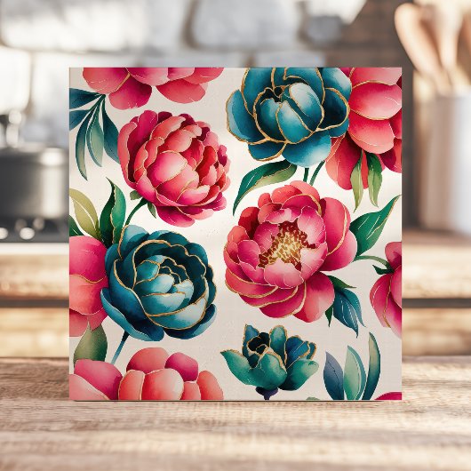 Lebhaftes Peony Floral Pattern Fliese