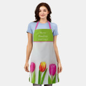 Lebhaftes Pink & Green Tulip Florist Schürze (Getragen)