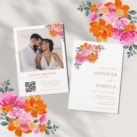 Lebhaftes Pink & Orange Blumengarten Foto Hochzeit