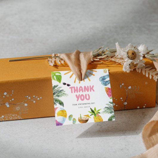 Lebhaftes Pink Pool Party Geschenkanhänger