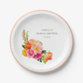 Lebhaftes Pink Poppies Blumenblut Brautparty Pappteller (Vorderseite)