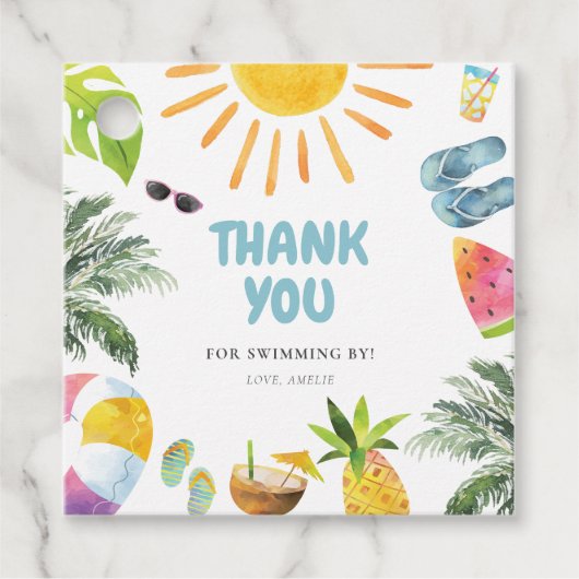 Lebhaftes Pool-Party Geschenkanhänger (Vorderseite)