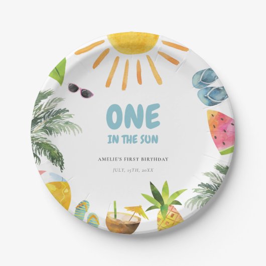 Lebhaftes Pool-Party Pappteller (Vorderseite)