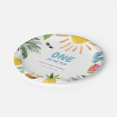 Lebhaftes Pool-Party Pappteller (Schrägansicht)