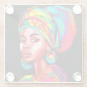 Lebhaftes Portrait mit farbenfroher Kopfbedeckung Glasuntersetzer (Rückseite)