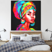 Lebhaftes Portrait mit farbenfroher Kopfbedeckung Leinwanddruck (Insitu (Schlafzimmer))