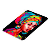 Lebhaftes Portrait mit farbenfroher Kopfbedeckung Magnet (Linke Seite)