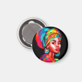 Lebhaftes Portrait mit farbenfroher Kopfbedeckung Magnet (Vorderseite/Rückseite)