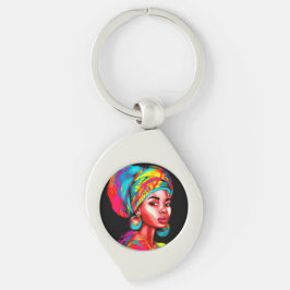 Lebhaftes Portrait mit farbenfroher Kopfbedeckung Schlüsselanhänger