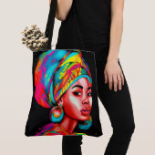 Lebhaftes Portrait mit farbenfroher Kopfbedeckung Tasche (Von Nahem)