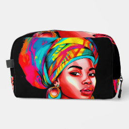 Lebhaftes Portrait mit farbenfroher Kopfbedeckung Waschbeutel